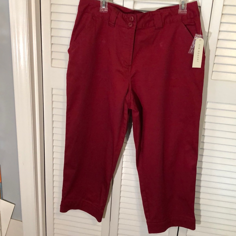 Kim Rogers red cropped pants NWT size 12